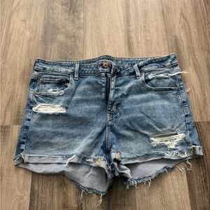 Distressed American Eagle Blue Denim Shorts